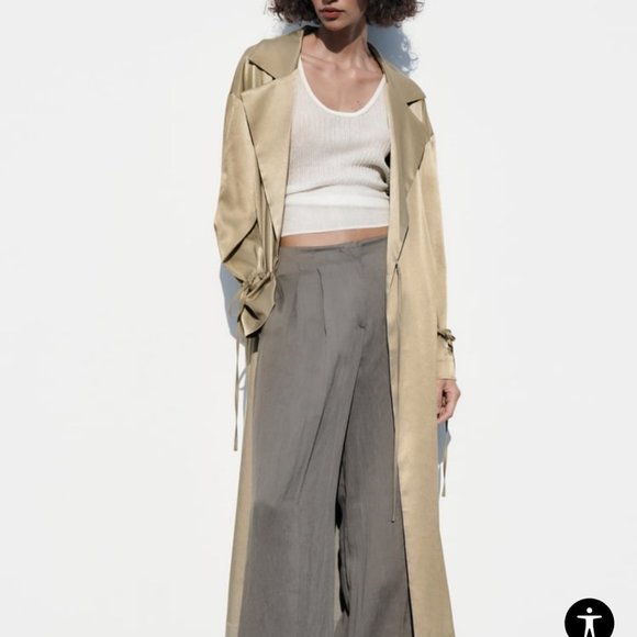 Zara WRINKLE LOOK FLOWY TRENCH - Picture 4 of 4